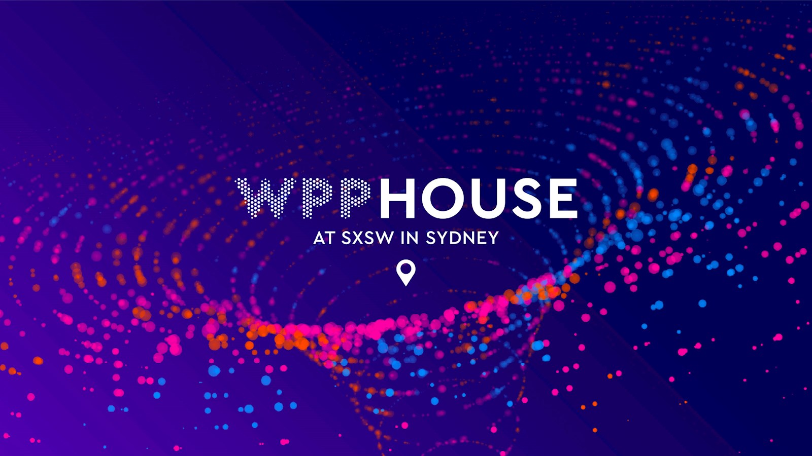 Purple background with "WPP House at SXSW in Sydney"