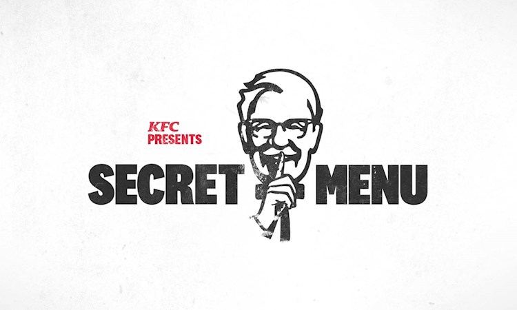 A black and white graphic of KFC Colonel Sanders shushing and the text 'KFC Secret Menu' 